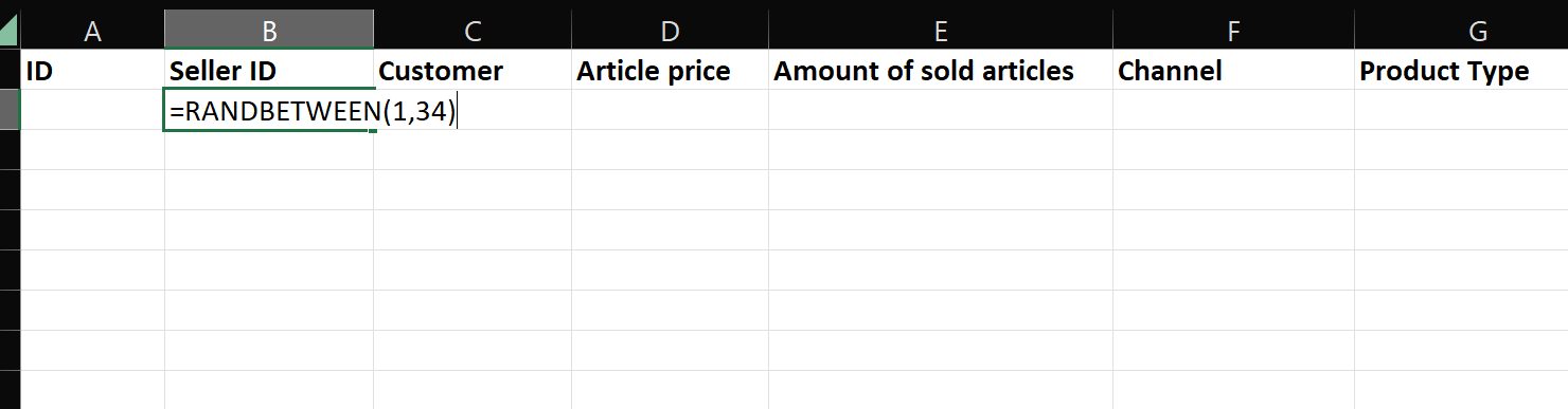 Creating sample data using Excel – Ville Gullstrands blogg
