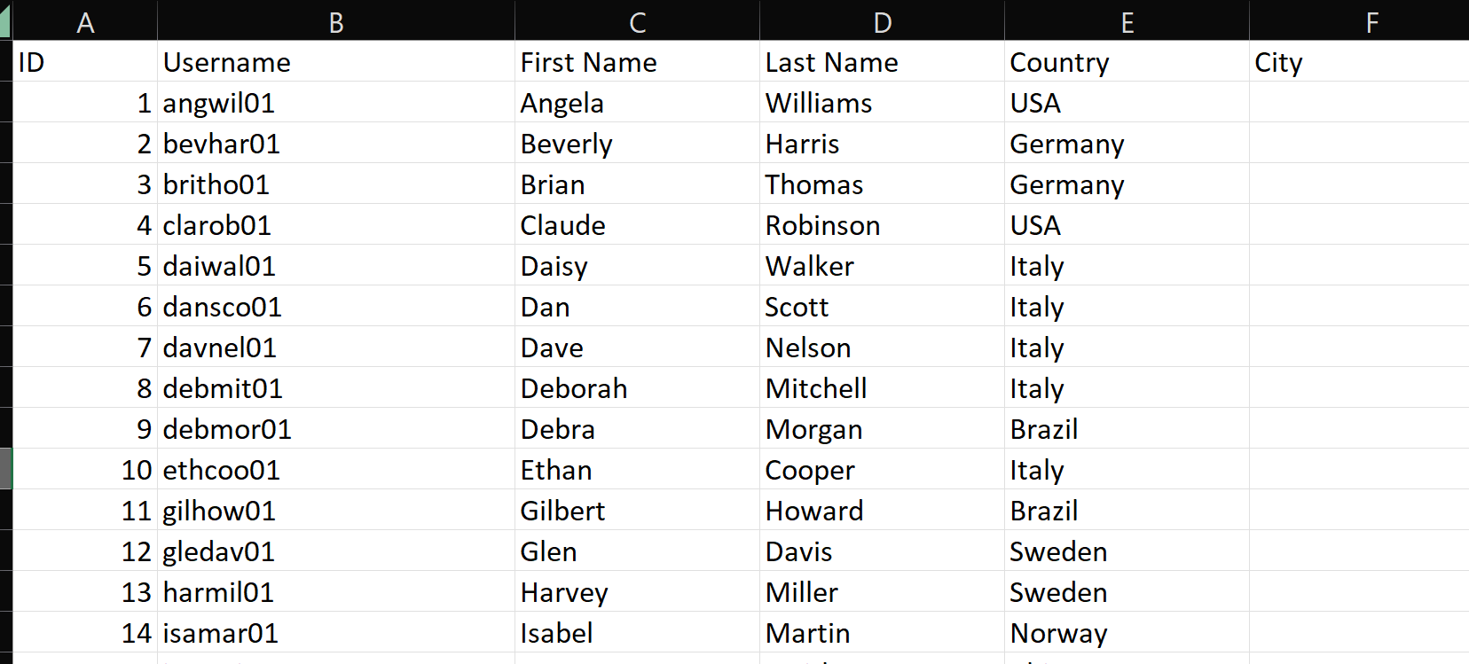 Creating sample data using Excel – Ville Gullstrands blogg
